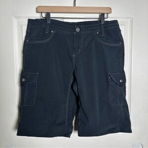 Kuhl USA Vintage Patina Dye Cargo Hiking Town Shorts Women's 14 Black 12" Oudoor